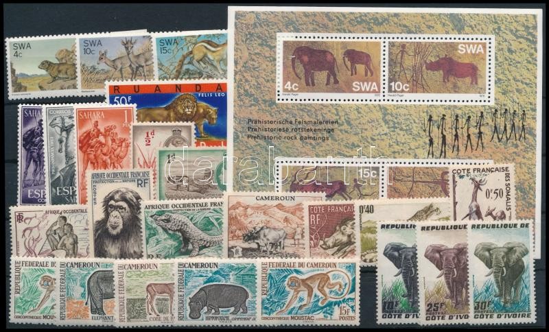 Animals 24 stamps + 1 block, Állat motívum 24 klf bélyeg + 1 blokk az 1950-1970-es évekből