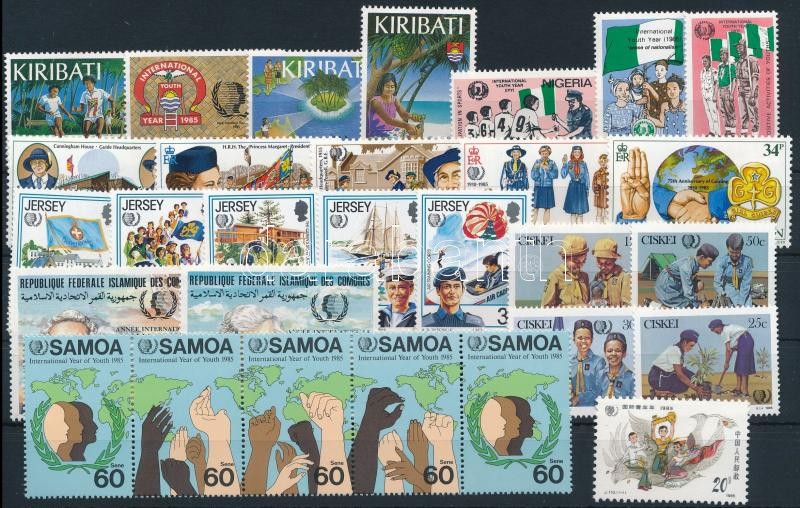 Year of Youth 29 stamps, Ifjúság éve motívum 29 klf bélyeg, benne 1ötöscsík