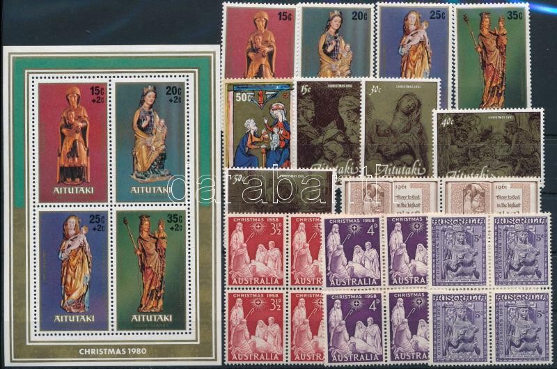 1958-1981 Christmas 9 stamps + 4 blocks of 4 + block, 1958-1981 Karácsony motívum 9 klf bélyeg + 4 klf 4-es tömb + blokk