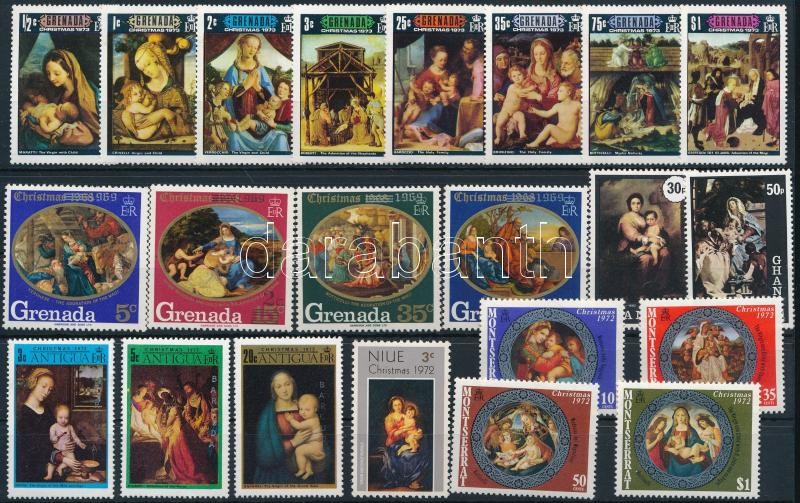 1968-1974 Karácsony motívum 8 db sor + 9 db önálló érték 2 stecklapon, 1968-1974 Christmas 8 sets + 9 stamps