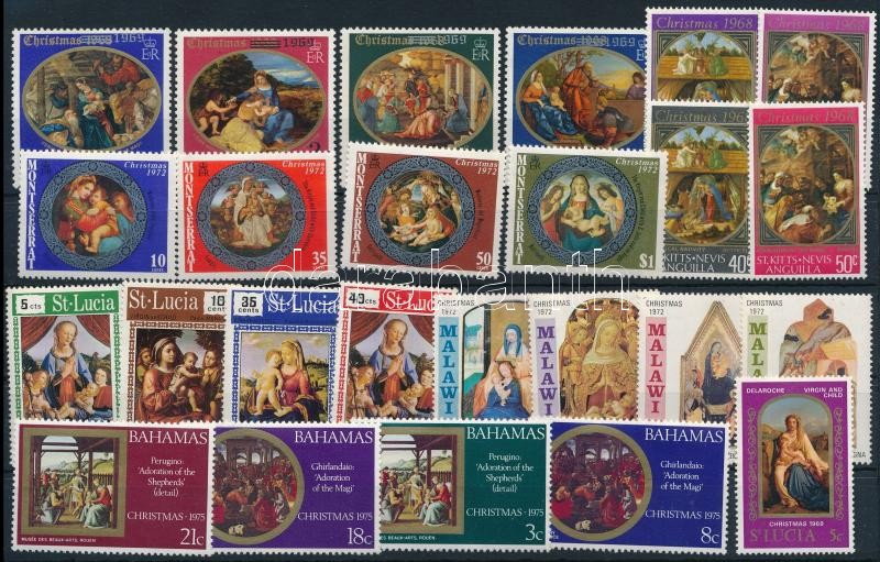 1968-1974 Christmas 10 sets + 6 stamps, 1968-1974 Karácsony motívum 10 db sor + 6 db önálló érték 2 stecklapon