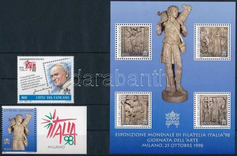 Nemzetközi Bélyegkiállítás  ITALIA '98 sor + blokk, International Stamp Exhibition ITALIA '98 set + block