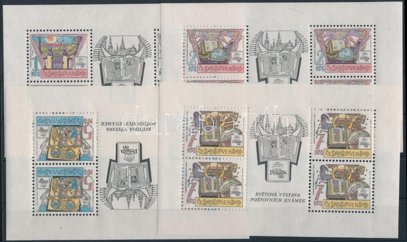 International Stamp Exhibition PRAGUE '88 Prague National Library mini sheet set, Nemzetközi Bélyegkiállítás PRÁGA '88 Prágai Nemzeti Könyvtár kisívsor