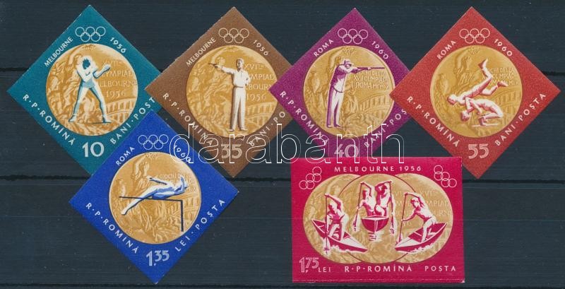 Nyári Olimpia; Melbourne (1956) és Róma (1960) vágott sor 6 értéke, Summer Olympics Melbourne (1956) and Rome (1960 imperf 6 stamps