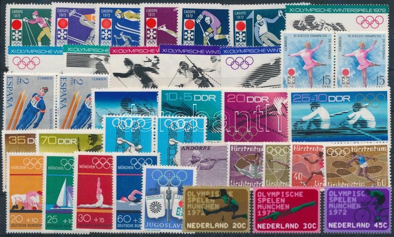 1971-1972 Olympics 7 sets + 3 pairs + 1 stamp, 1971-1972 Olimpia 7 klf sor + 3 pár + 1 önálló érték