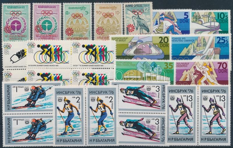 1972-1976 Olympics 4 diff sets + 2 blocks of 4, 1972-1976 Olimpia 4 klf sor + 2 négyestömb