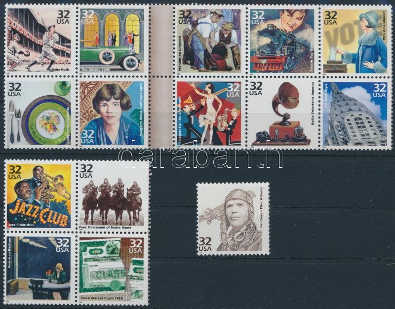 USA a 20. században (III)  blokkból kitépett bélyegek, USA in the 20th century (III) stamps from blocks