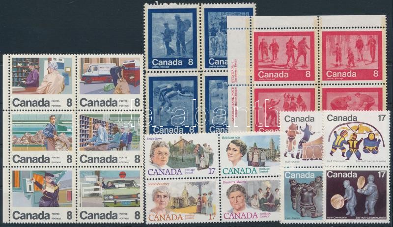 1974-1981 22 stamps with pairs, blcok of 4, block of 6, 1974-1981 22 klf bélyeg, közte, párok, 4-es tömbök, 6-os tömb
