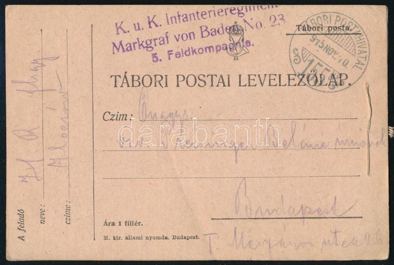 Austria-Hungary field postcard, 2 db összefűzött tábori lap &quot;TP 155&quot;
