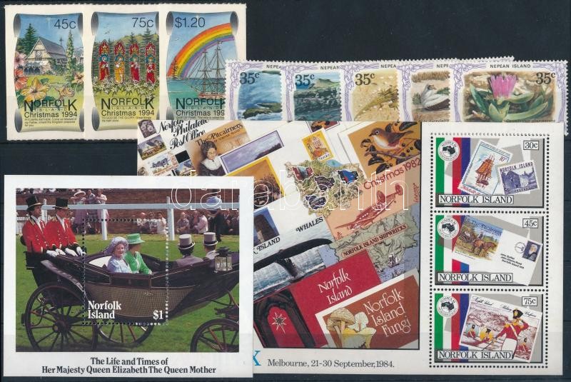 1982-2001 21 stamps, 1982-2001 21 db bélyeg, közte teljes sorok, blokkok és öntapadós értékek 2 stecklapon