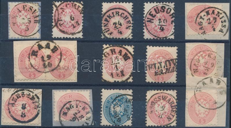 15 stamps nice and readable cancellations, 15 db bélyeg szép / olvasható bélyegzésekkel