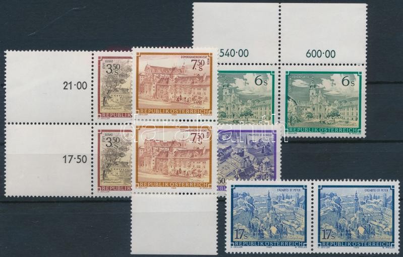 1984-1989 4 klf bélyeg párokban, közte 1 üresmezős változat + 1 önálló érték, 1984-1989 4 diff stamps in pairs with 1 blank-field version + 1 stamp