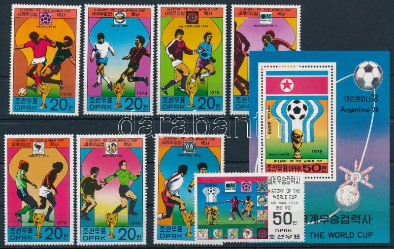 Football World Cup 8 stamp + block, Labdarúgó VB 8 érték + blokk