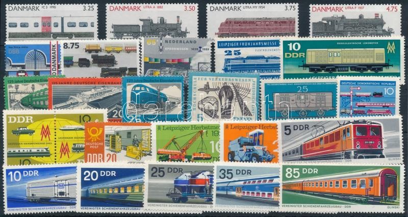 1957-1989 Mozdonyok 25 klf bélyeg, közte sorok, 1957-1989 Locomotives 25 stamps