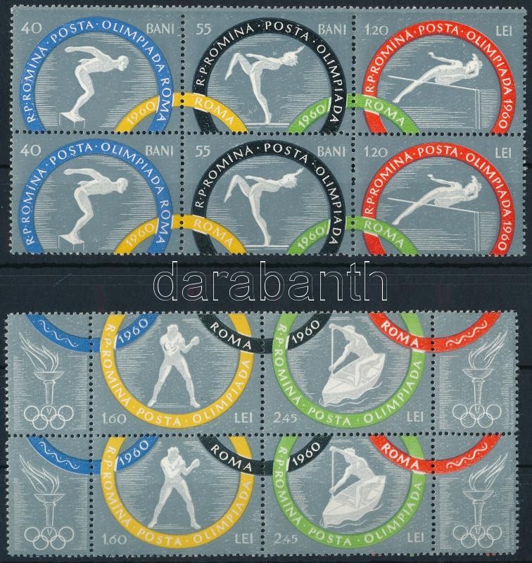 Olympics set block of 6 and 4, Olimpia sor hatos-, és négyestömbökben