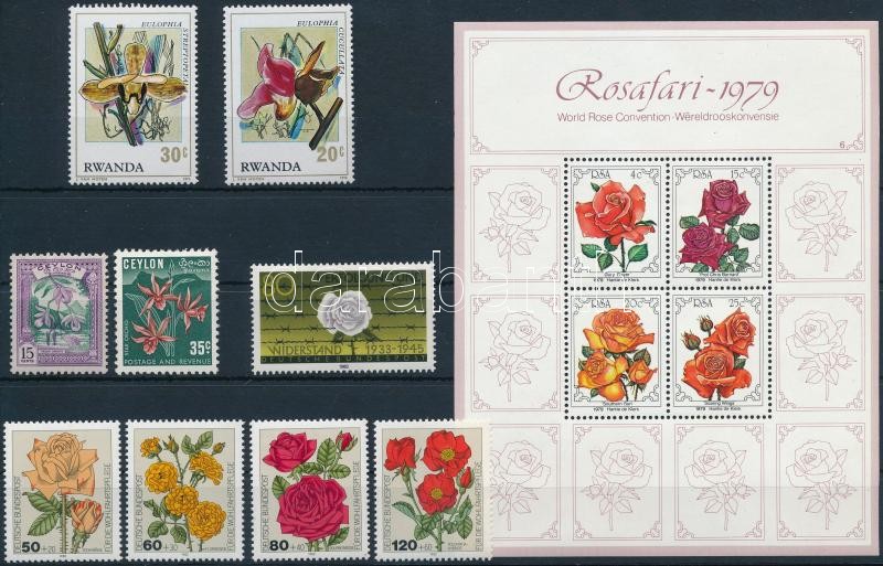 1958-1983 Flower 1 set + 1 block + 5 stamps, 1958-1983 Virág motívum 1 sor + 1 blokk + 5 db önálló érték