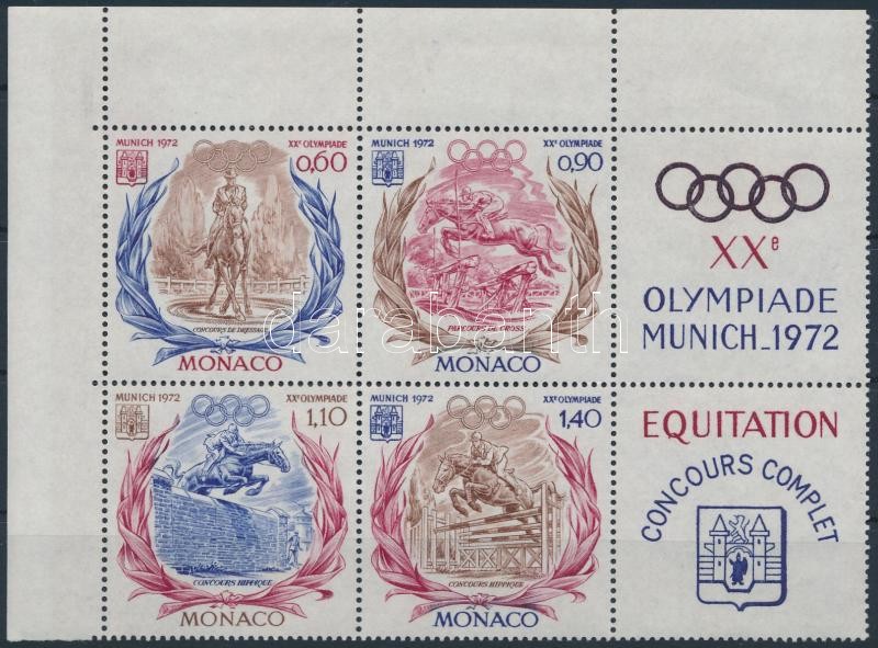 Summer Olympics coupon block of 4, Nyári Olimpia, München szelvényes 4-es tömb