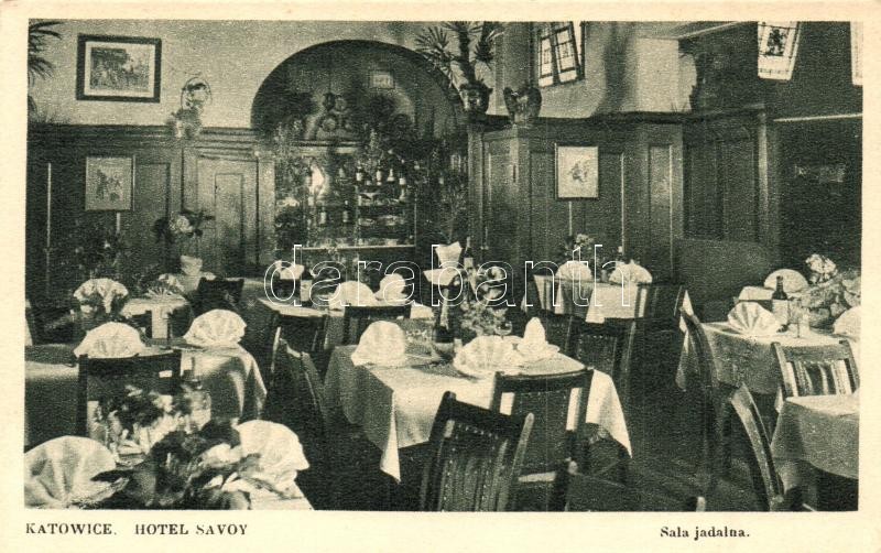 Kattowitz, Katowice; Hotel Savoy, Sala jadalna / hotel interior, dining hall