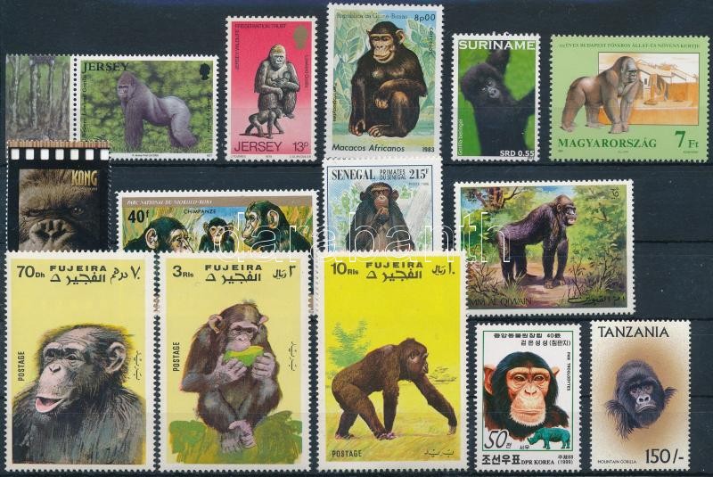 1971-2010 Majom motívum 14 klf önálló érték, 1971-2010 Monkey 14 stamps