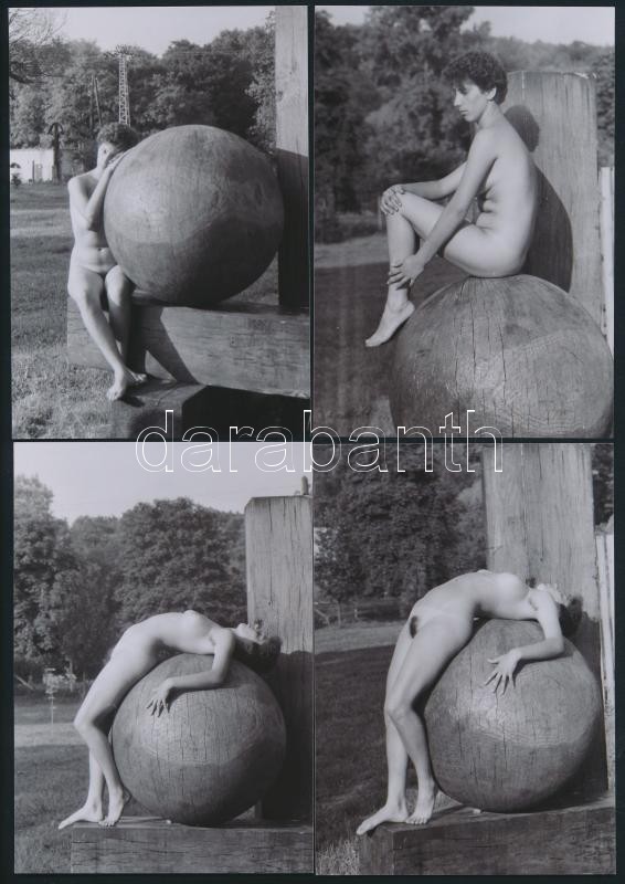 cca 1978 Fagömbre komponált aktmodell, 13 db szolidan erotikus fénykép, vintage negatívokról készült mai nagyítások, 13x9 cm / 13 erotic photos, 13x9 cm