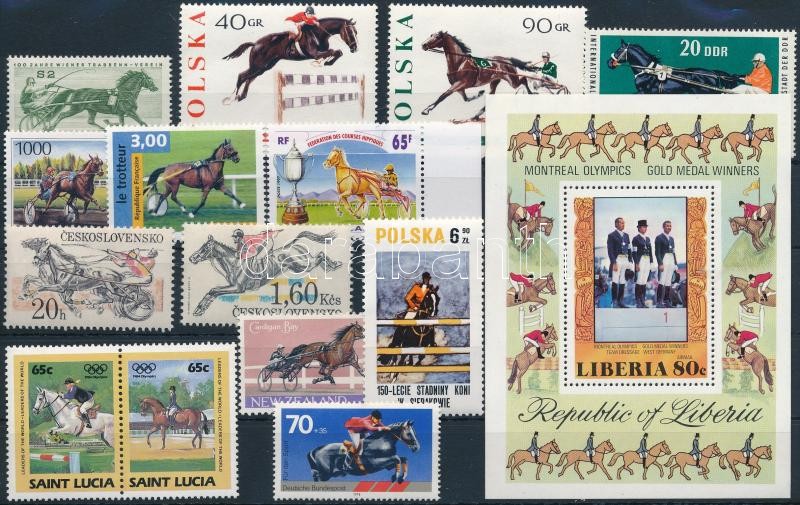 1967-1997 Horse 14 stamps with 1 block, 1967-1997 Ló motívum 14 klf bélyeg, közük 1 db blokk