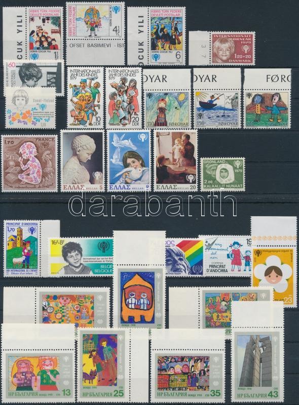 1979-1980 Nemzetközi Gyermekév motívum 5 klf sor + 1 blokk + 9 klf önálló érték, 1979-1980 International Children's Year 5 set + 1 block + 9 stamp