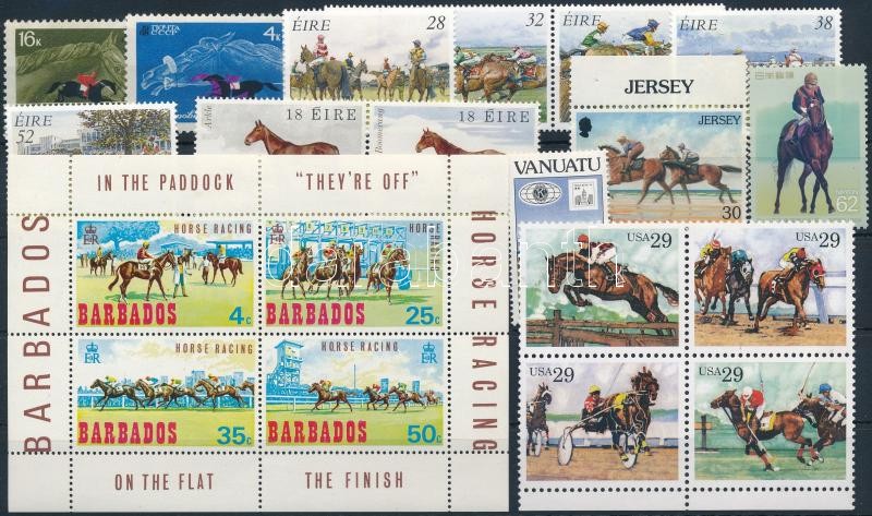 1968-1996 Horse 12 stamps with 1 block + 1 block of 4, 1968-1996 Ló motívum 12 klf bélyeg közte 1 db blokk + 1 négyestömb