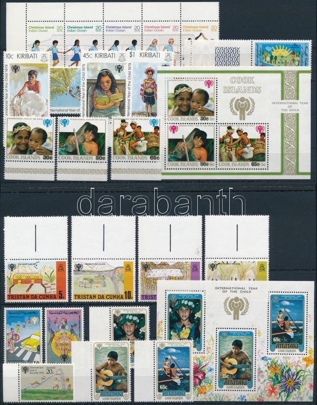 International Children's Year 6 set + 2 block + 2 stamp, Nemzetközi gyermekév motívum 6 klf sor + 2 db blokk + 2 db önálló érték 2 stecklapon