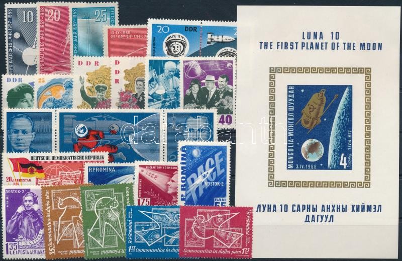 Űrkutatás 1958-1966 7 klf sor + 1 blokk + 3 klf önálló érték, Space Research 1958-1966 7 sets + 1 block + 3 stamps