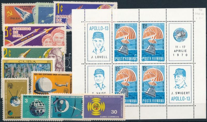 Űrkutatás 1962-1970 2 klf sor + 3 klf önálló érték + 1 blokk, Space Research 1962-1970 2 sets + 3 stamps + 1 block