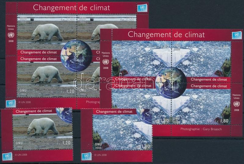 Climatic change blockset + 2 corner stamps from block, Éghajlatváltozás blokksor + blokkból kitépett 2 ívsarki bélyeg