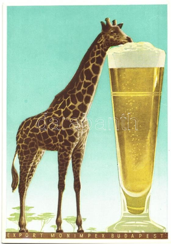 Export Monimpex Budapest reklámlap / Giraffe beer advertisement art