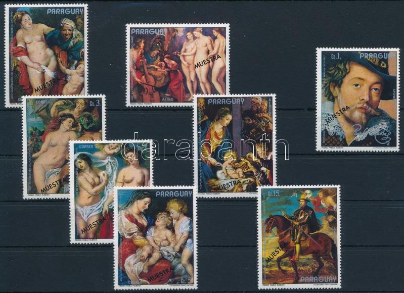 Rubens paintings set with 'MUESTRA' overprint, Rubens festmények sor 'MUESTRA' felülnyomással