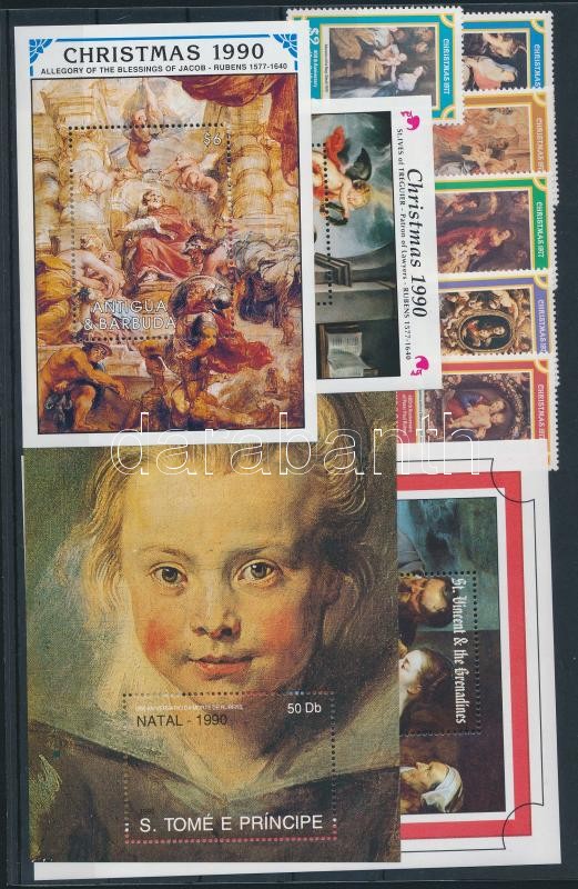 Rubens festmények 1977-1993 4 klf blokk + 1 sor, Rubens paintings 1977-1993 4 blocks + 1 set