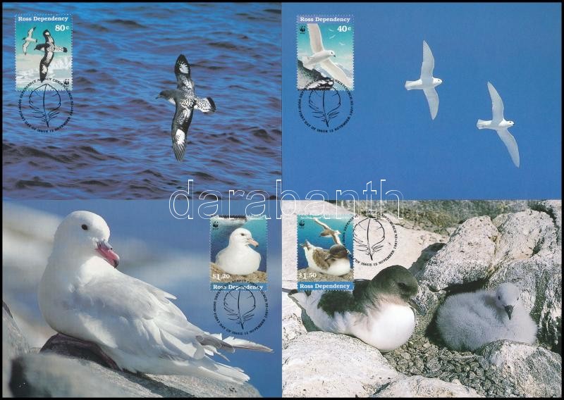 WWF Water birds of Antarctica set on 4 CM, WWF Az Antarktisz vízimadarai 4 db CM-en
