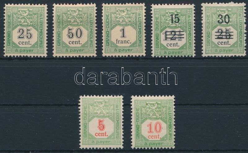 1907-1922 7 Postage due stamps, 1907-1922 7 klf Portó bélyeg
