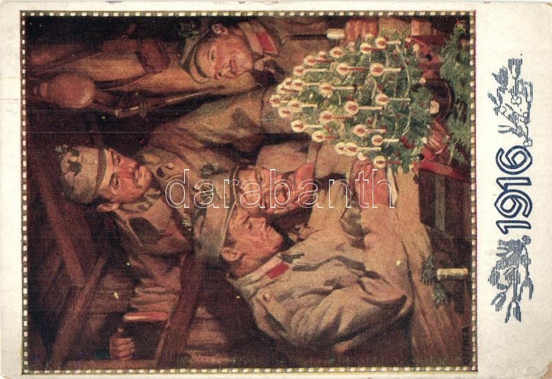 1916 / WWI K.u.K. military art postcard. Kriegsfürsorgeamt des k.u.k. Kriegsministeriums s: Alfred Offner, 1916 / I. világháború, Cs. és kir. hadsereg katonái. Kriegsfürsorgeamt des k.u.k. Kriegsministeriums s: Alfred Offner