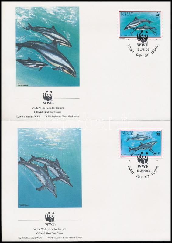 WWF: Delfin sor 4 FDC-n, WWF: Dolphin set on 4 FDC