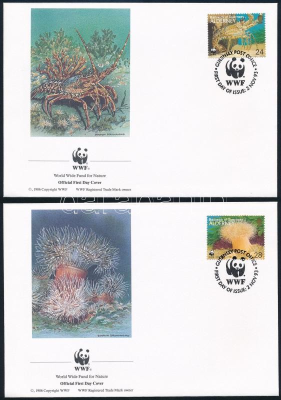 WWF Sea animals set on 4 FDC, WWF: Tengeri állatvilág sor 4 db FDC-n