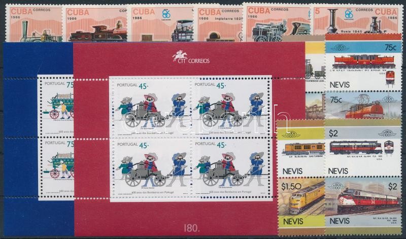 1986-1995 Vonat motívum 14 klf bélyeg + 2 klf blokk, 1986-1995 Train 14 stamps + 2 blocks