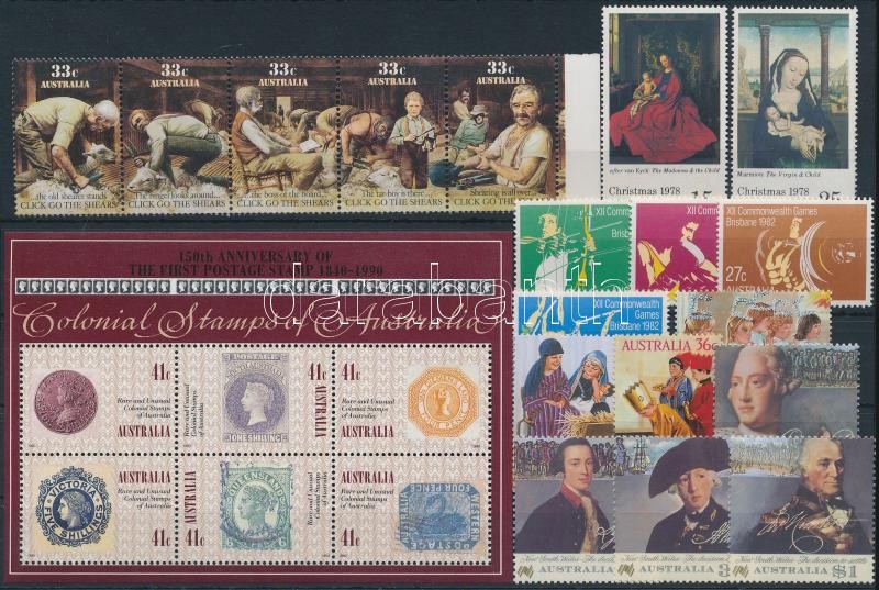 1978-1990 13 klf bélyeg + 5-ös csík + blokk, 1978-1990 13 stamps + stripe of 5 + block