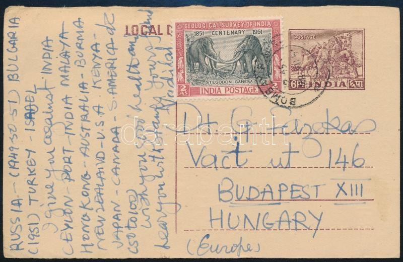 Díjkiegészített díjjegyes levelezőlap Budapestre, PS-card to Hungary
