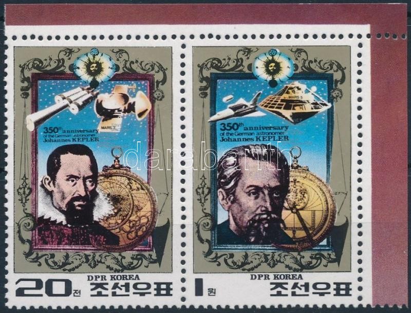 Kepler stamp pair from block, Kepler blokkból kitépett bélyegpár