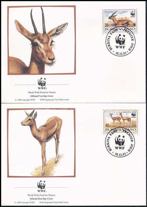 WWF: Gazelle set on 4 FDC, WWF: Vöröshomlokú gazella sor  4 db FDC-n