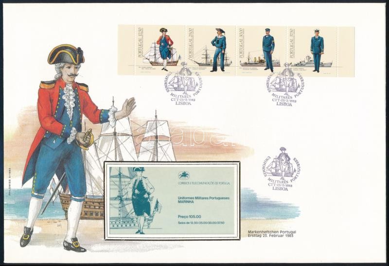 Uniforms stamp-booklet sheet FDC, Egyenruha bélyegfüzetlap FDC-n
