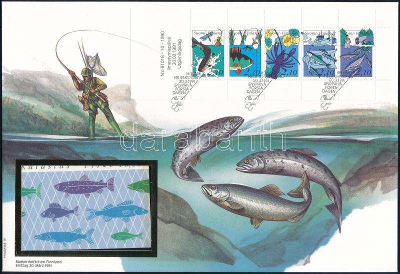 Halászat bélyegfüzetlap FDC-n, Fishing stamp-booklet sheet on FDC