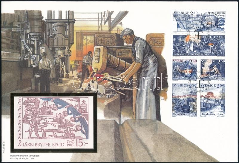Iron industry history stamp booklet sheet FDC, Vasipar története bélyegfüzetlap FDC-n