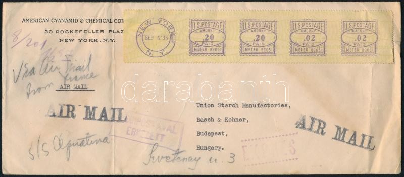 Airmail cover to Hungary, Légi levél Budapestre