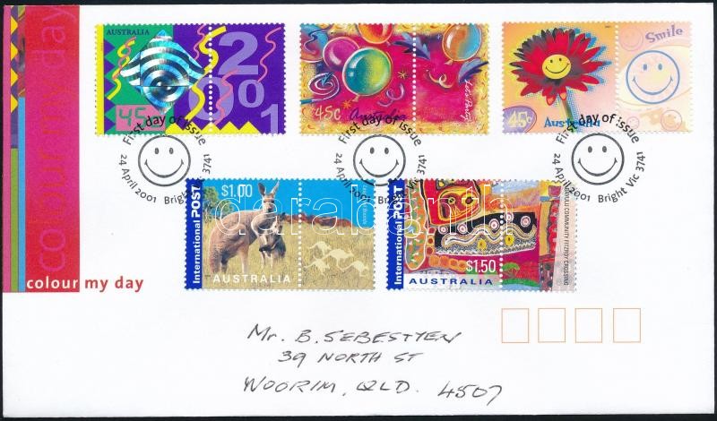 Greeting Stamps set with coupn FDC, Üdvözlőbélyeg szelvényes sor FDC-n
