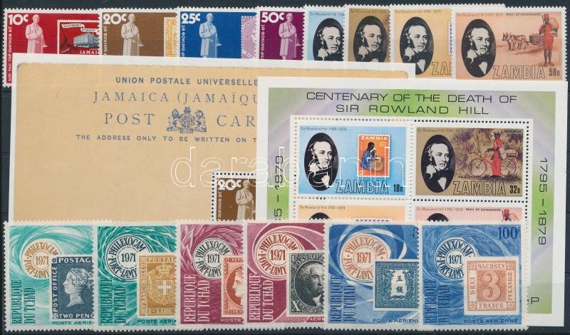 Rowland Hill 21 stamps + 4 blocks, Rowland Hill motívum 21 klf bélyeg + 4 klf blokk
